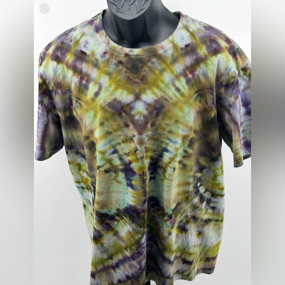 Pamela Louise Handmade Green Tie Dye Shirt XL Artisan Tee UNISEX